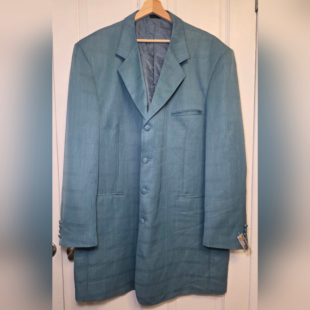 Vintage Falcone Teal Plaid Classic Blazer Suit Jacket- NWT